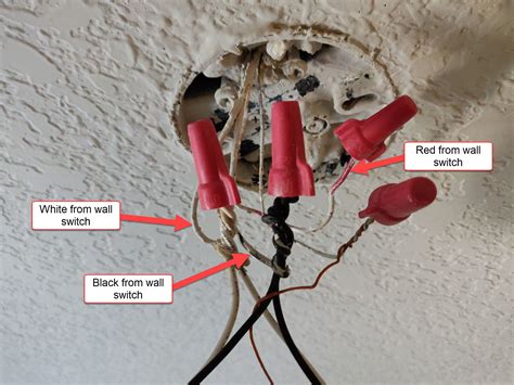 red wire junction box no red on ceiling|red wire in light box.